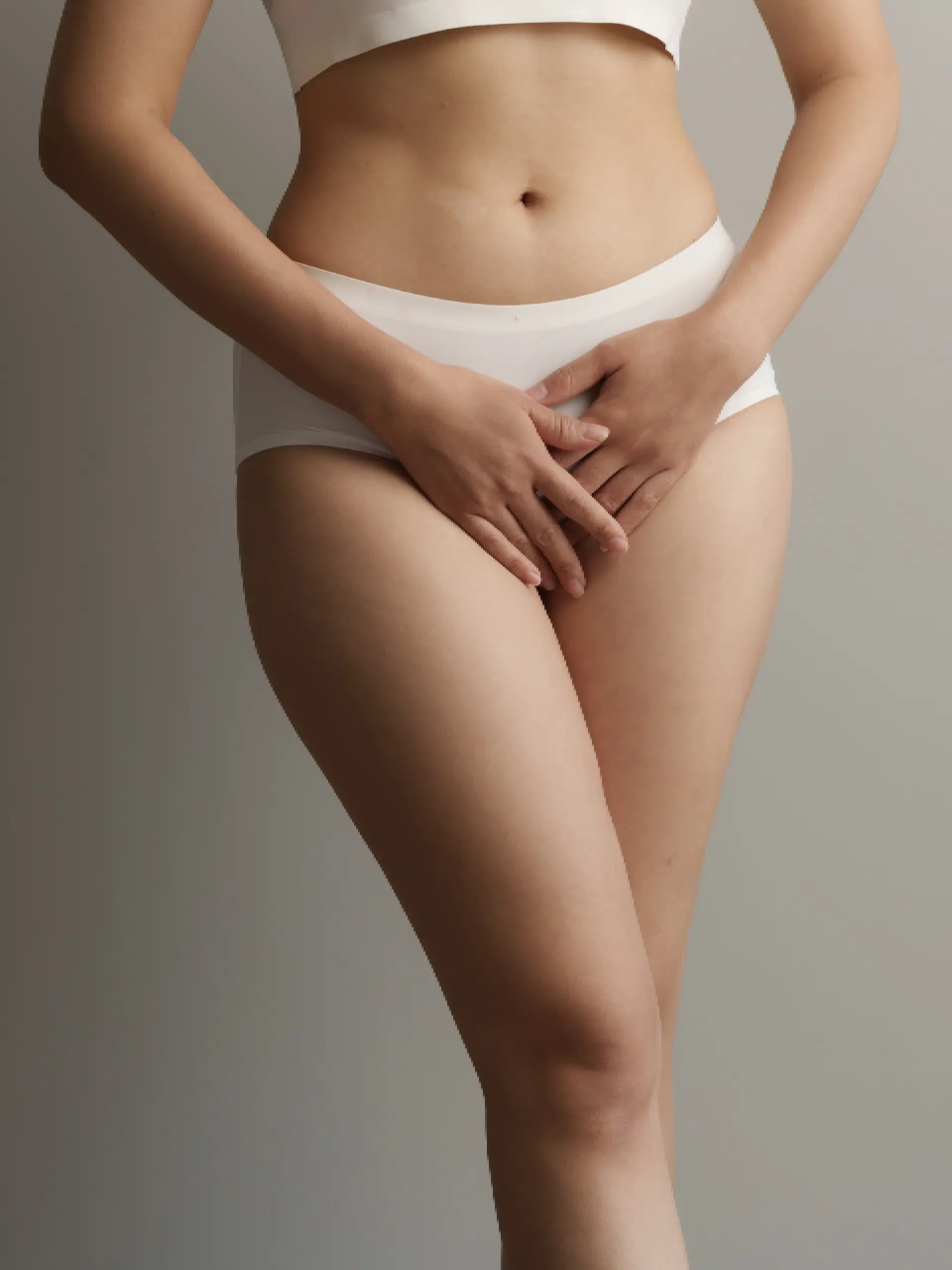 a woman in white underwear